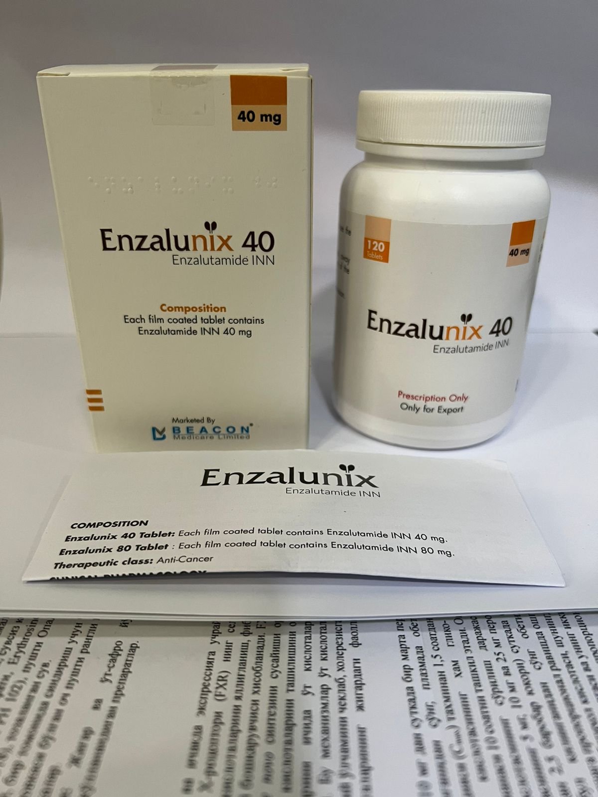 Enzalunix 40 mg enzalutamide product packaging